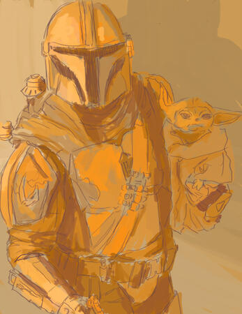 Sketch, two characters, bust, simple background