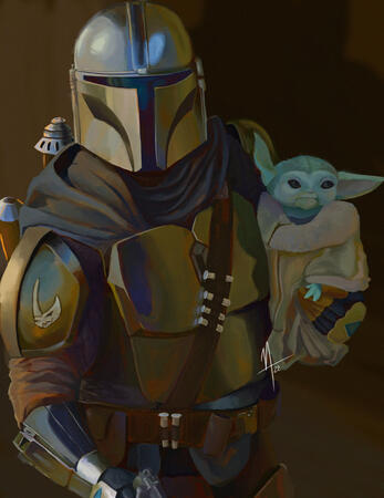 Rendered, two characters, simple background
