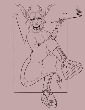 Lineart, full body, one character, simple background